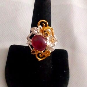 Beautiful natural 5ct Mozambique ruby cocktail ring Size 7.5👄🎁